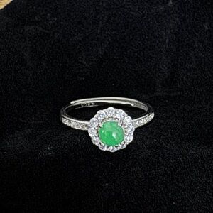 Jade Moissanite Sterling Sliver 925 Adjustable Ring